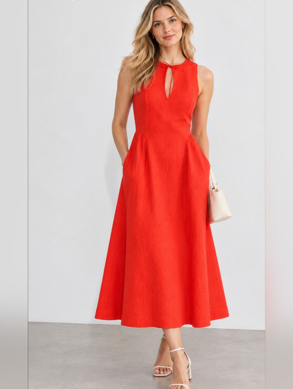 Wilfred Aritzia Countess Linen Dress Orange Red Size 6